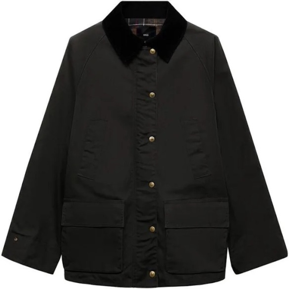 Corduroy Collar Waxed Effect Oversize Jacket | MANGO